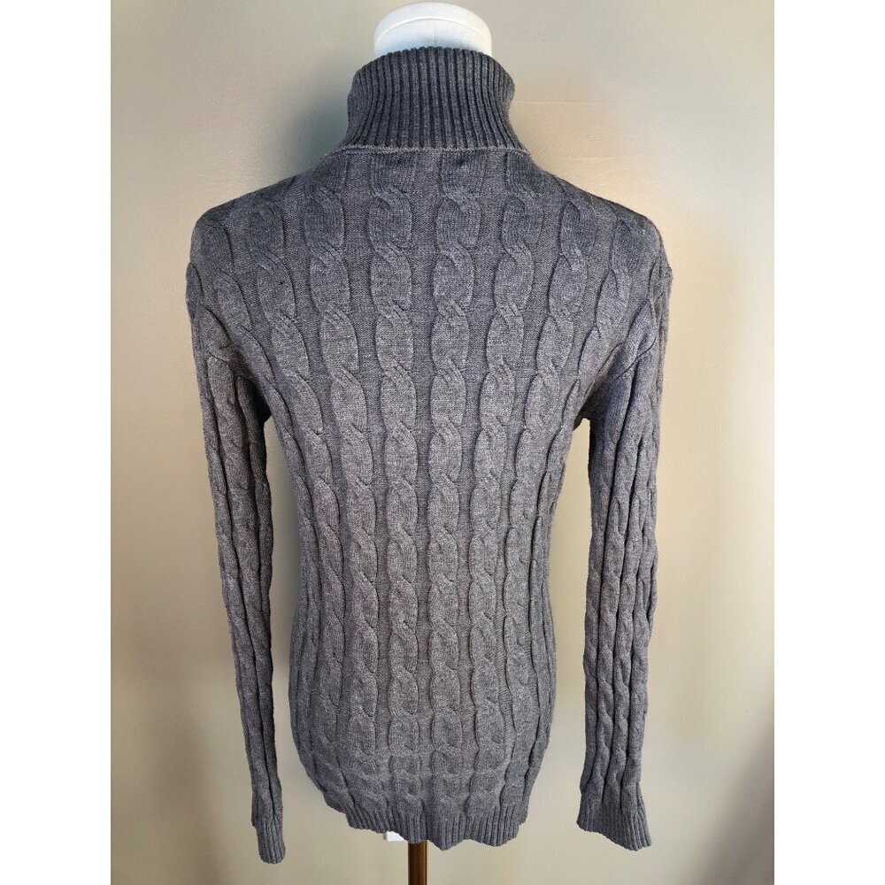 Coofandy Men's Slim Fit Turtleneck Twisted Knit Pullover Gray Sweater Size L